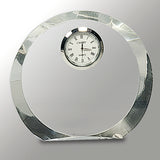 Clear Crystal Round with Clock - 4 1/2"