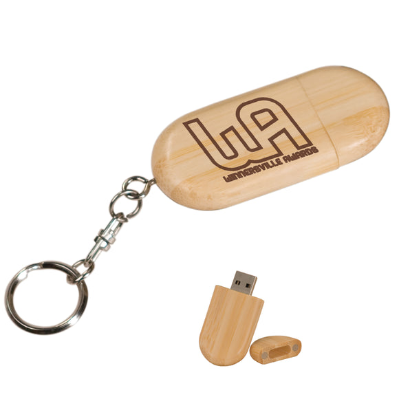 Bamboo Rounded 8GB USB Flash Drive/Keychain