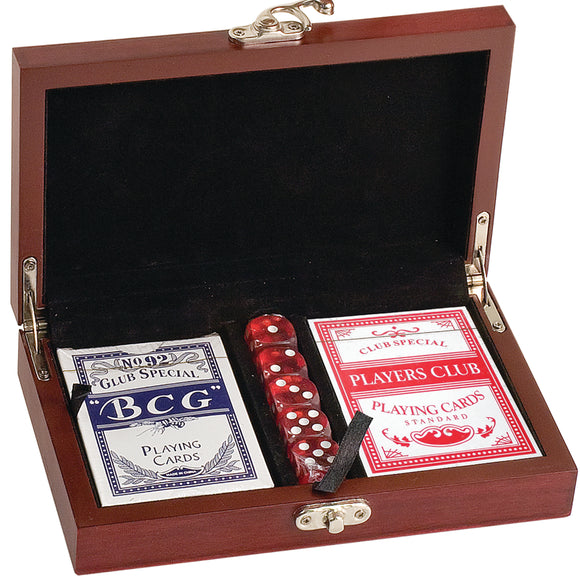 Card and Dice Set - Rose Wood Finish