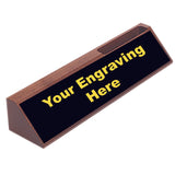 Genuine Walnut Desk Wedge with Business Card Holder- 10"