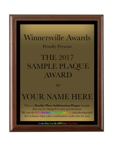 Double Plate Plaque - Sublimation