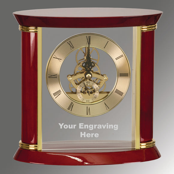 Executive Gold & Rosewood Piano Finish Clock - 7 3/4
